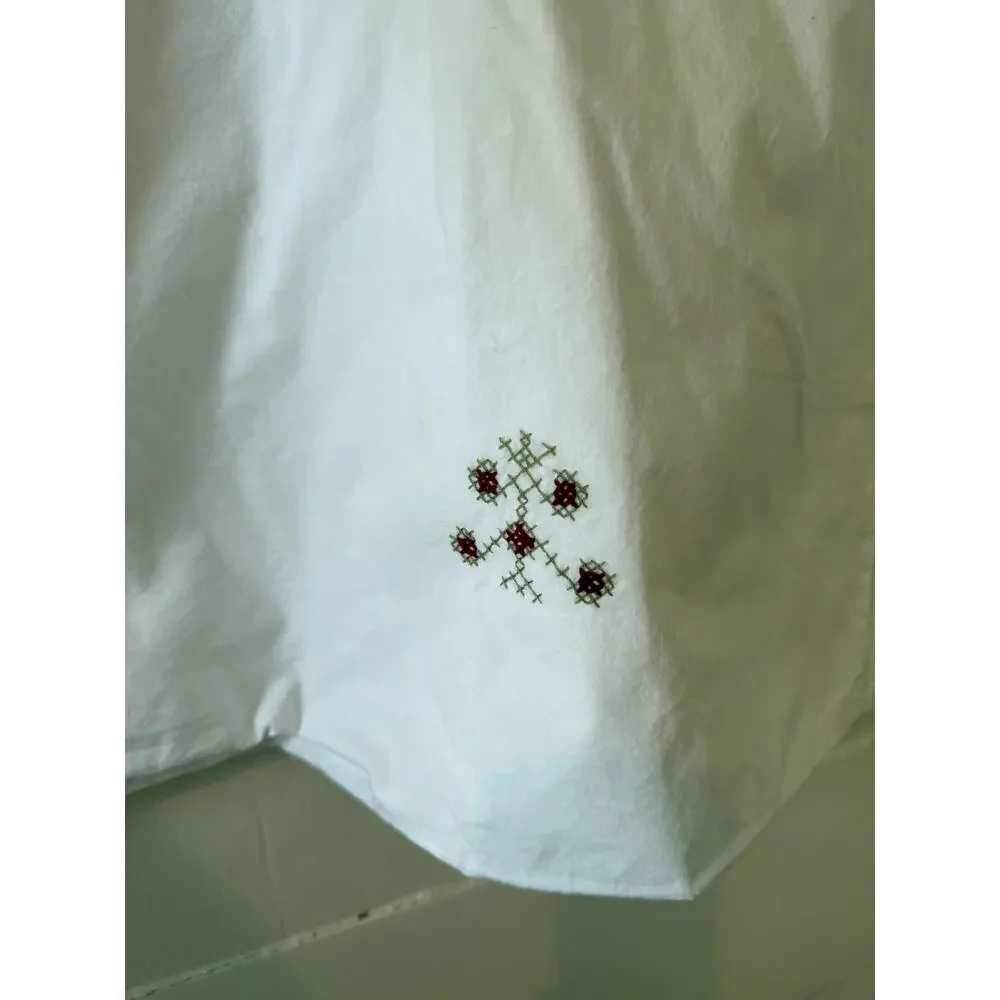 Two Vintage White European Pillow Shams Hemstitch & Embroidery